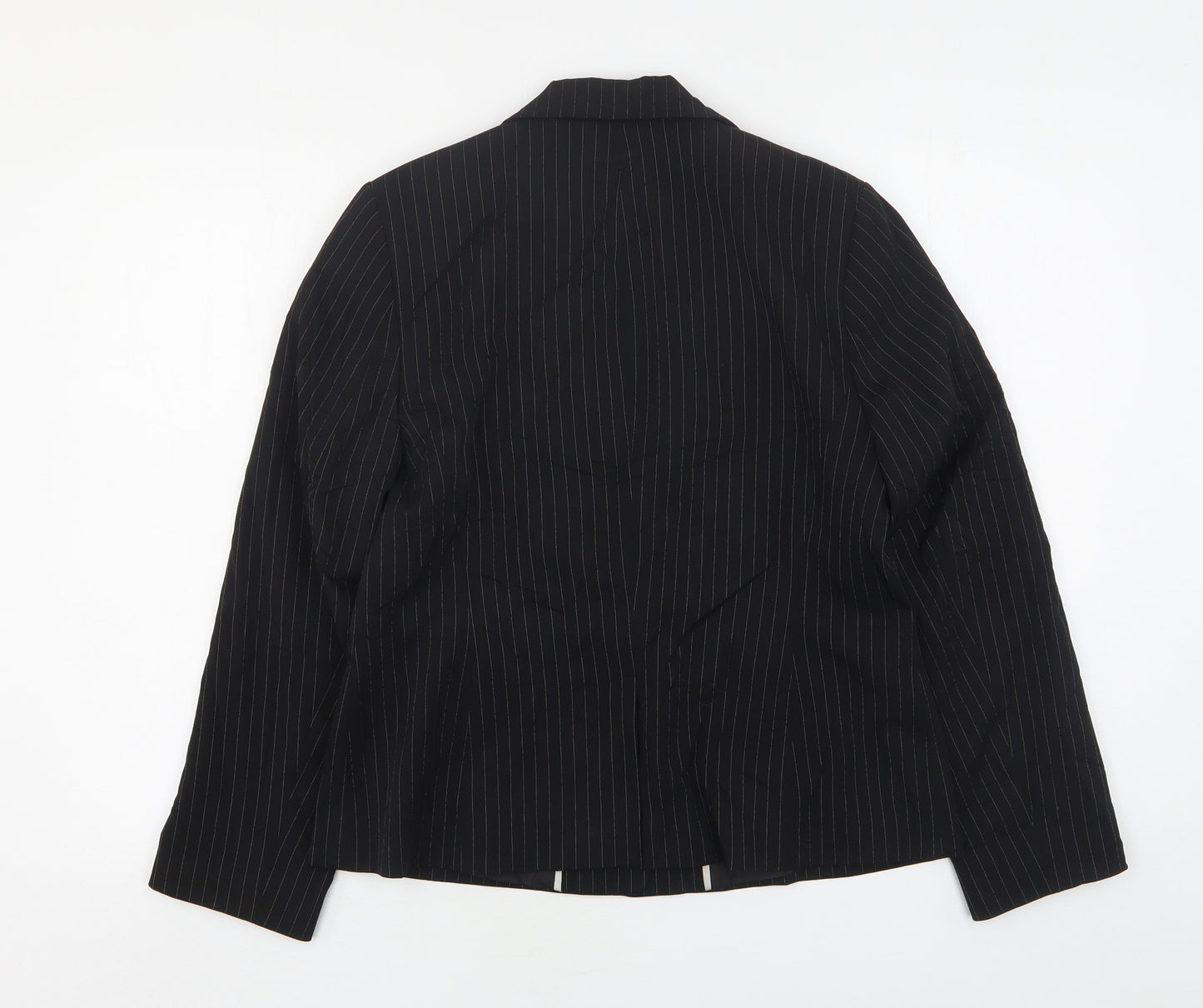 Dorothy Perkins Womens Black Striped Polyester Jacket Suit Jacket Size 14