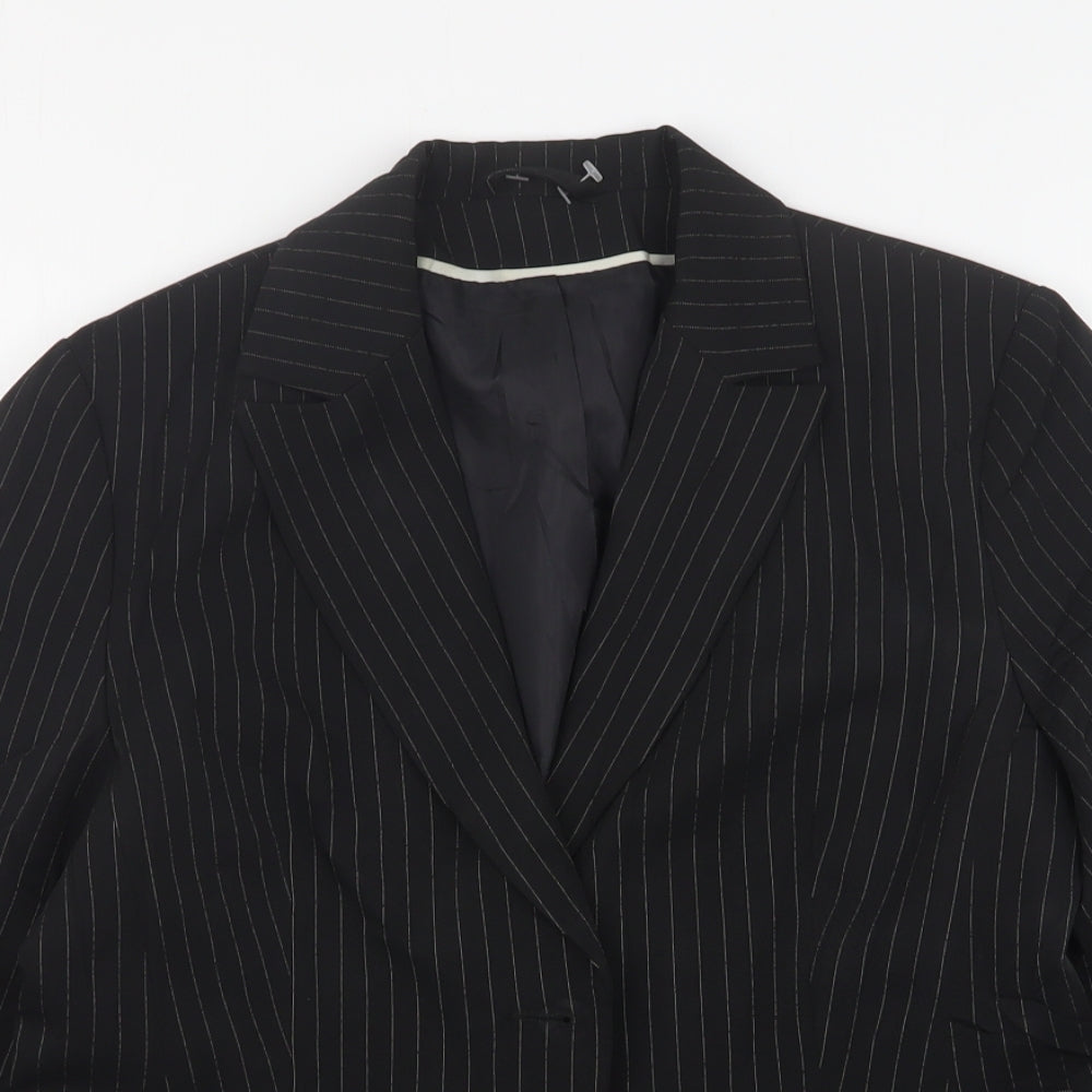 Dorothy Perkins Womens Black Striped Polyester Jacket Suit Jacket Size 14