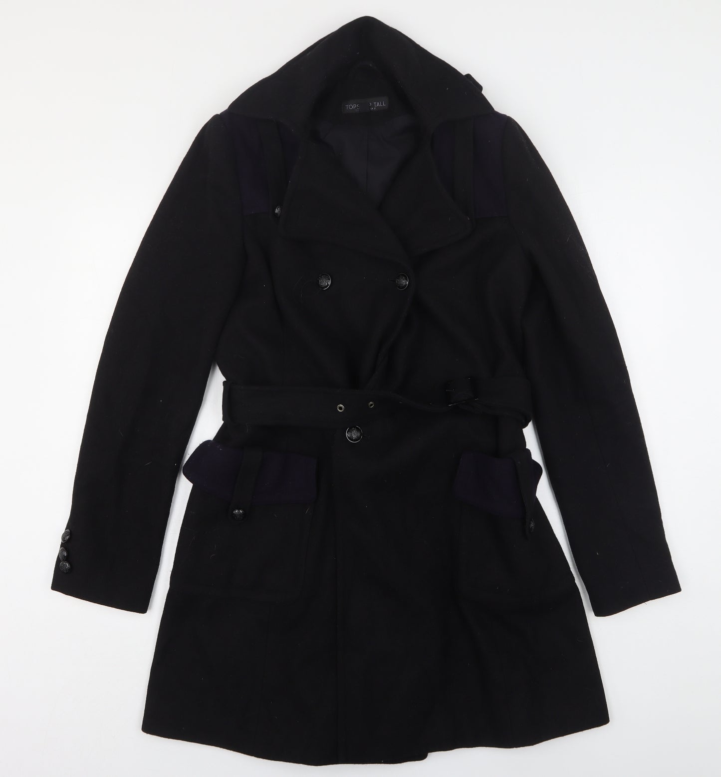 Topshop Womens Black   Overcoat Coat Size 12