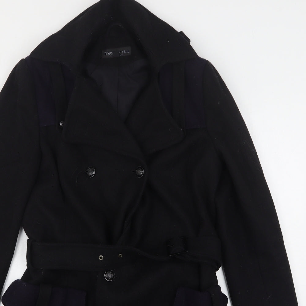 Topshop Womens Black   Overcoat Coat Size 12