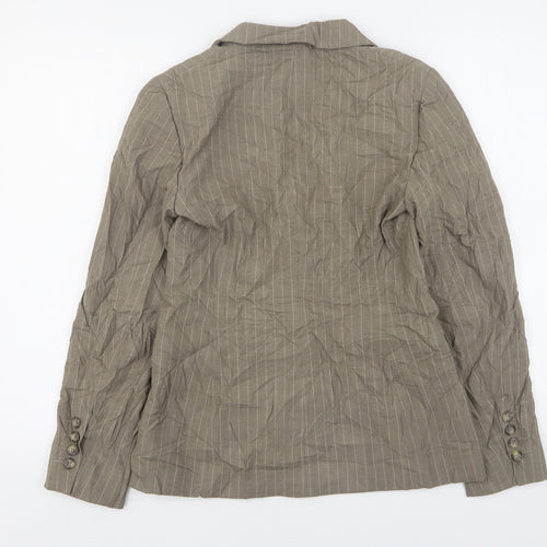 Marks and Spencer Womens Beige Striped Polyester Jacket Suit Jacket Size 8
