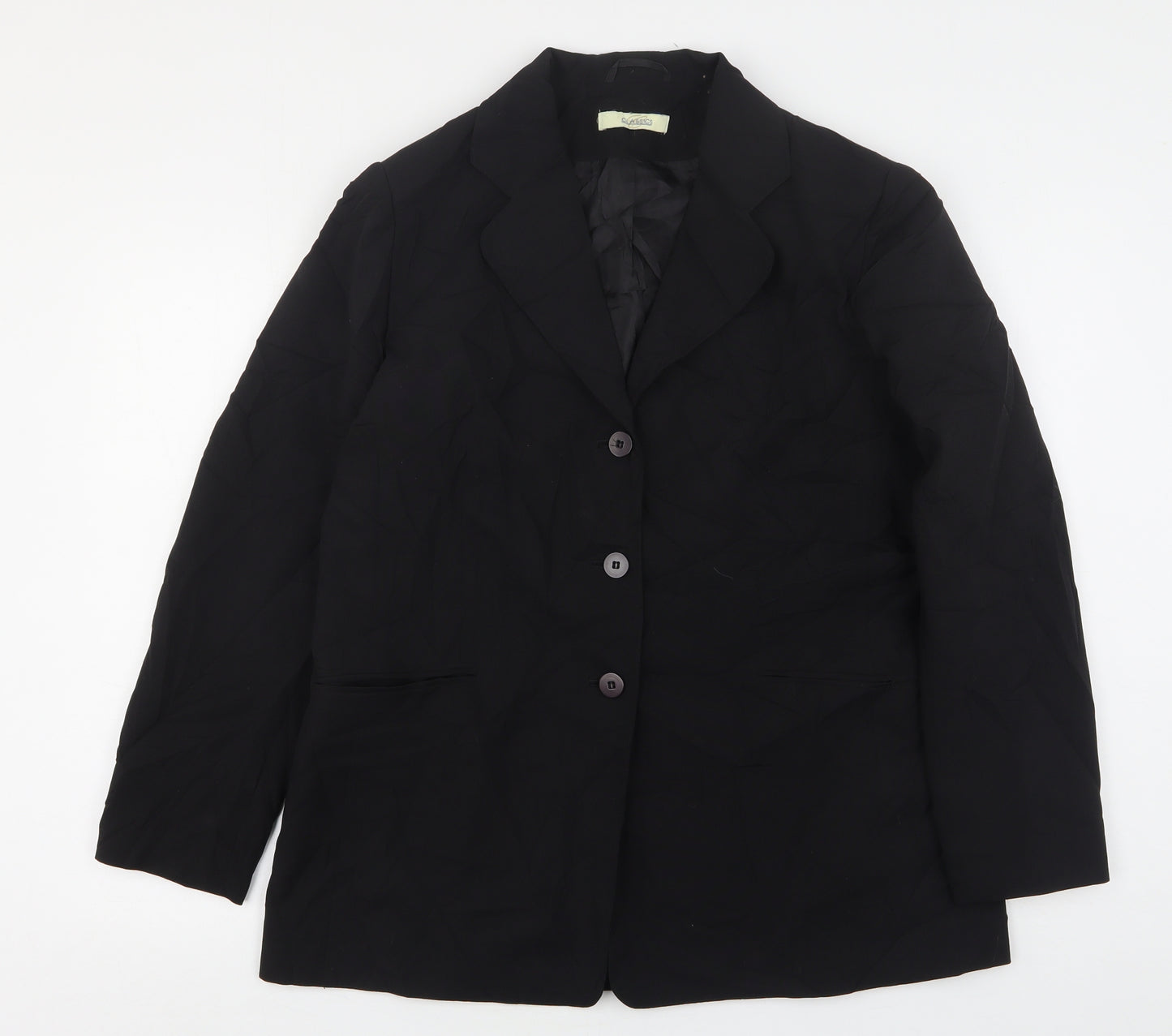 Classics Womens Black  Polyester Jacket Suit Jacket Size 16