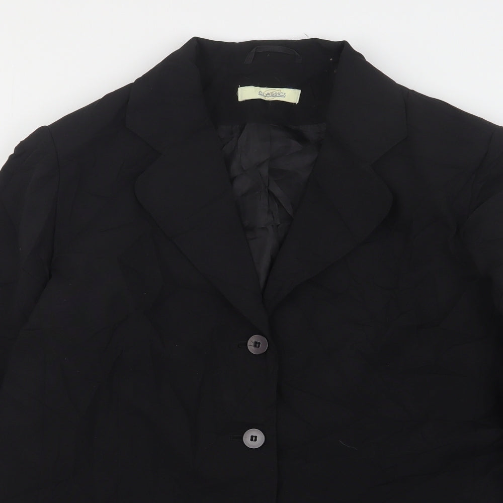 Classics Womens Black  Polyester Jacket Suit Jacket Size 16