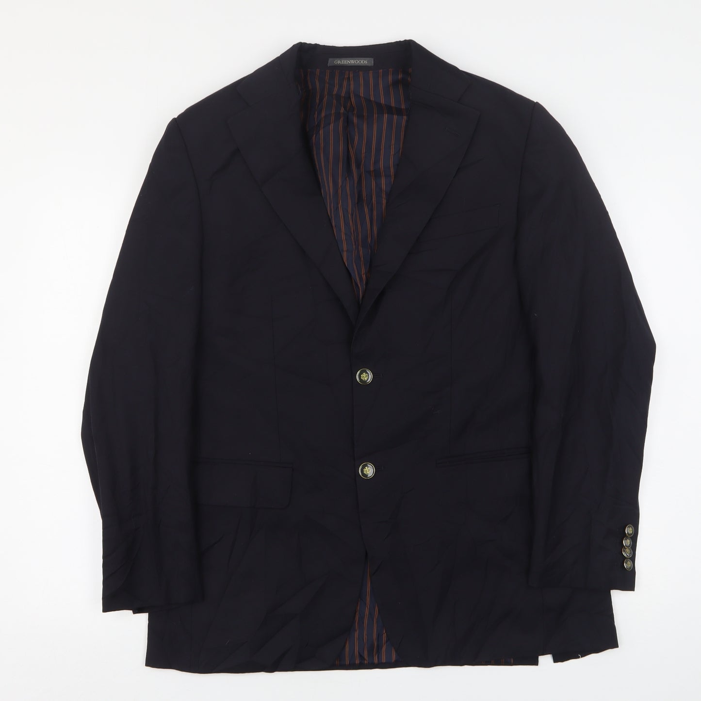 Greenwoods Mens Blue  Wool Jacket Suit Jacket Size 40