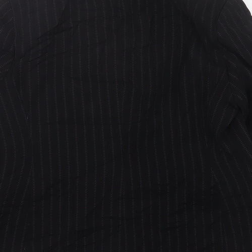 AMARANTO Womens Black Striped Polyester Jacket Suit Jacket Size 14