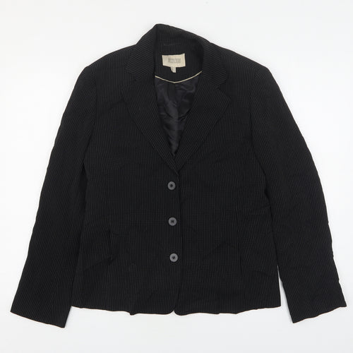 NEXT Womens Black Striped Polyester Jacket Blazer Size 14