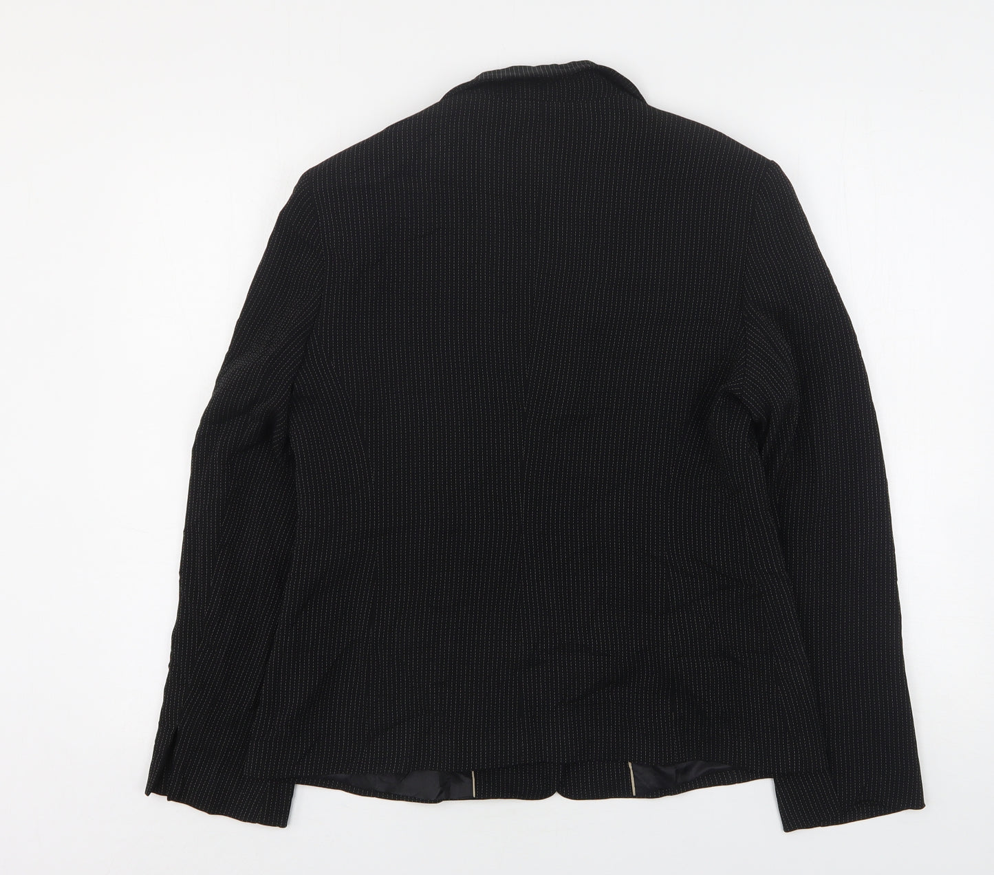 NEXT Womens Black Striped Polyester Jacket Blazer Size 14