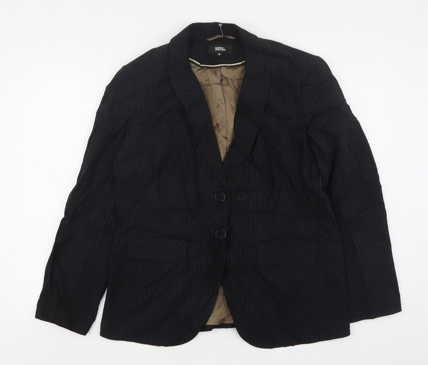 Dorothy Perkins Womens Black Striped Polyester Jacket Suit Jacket Size 16