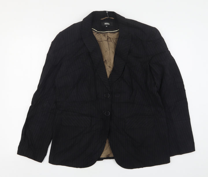 Dorothy Perkins Womens Black Striped Polyester Jacket Suit Jacket Size 16