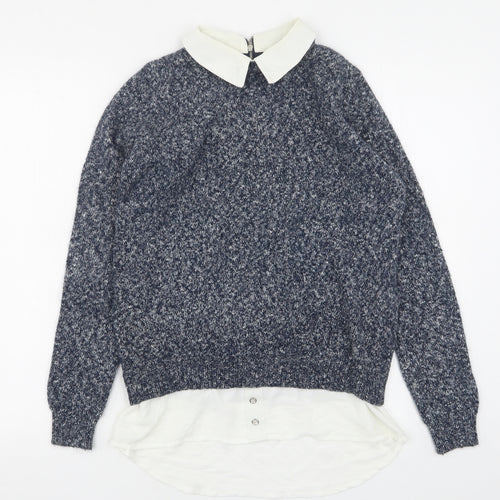 Atmosphere Womens Blue Collared  Acrylic Pullover Jumper Size 8