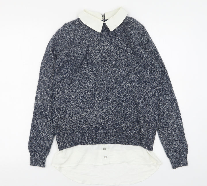 Atmosphere Womens Blue Collared  Acrylic Pullover Jumper Size 8