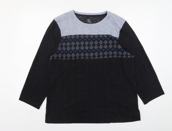 Jockey Mens Blue Round Neck Fair Isle Polyester Pullover Jumper Size M