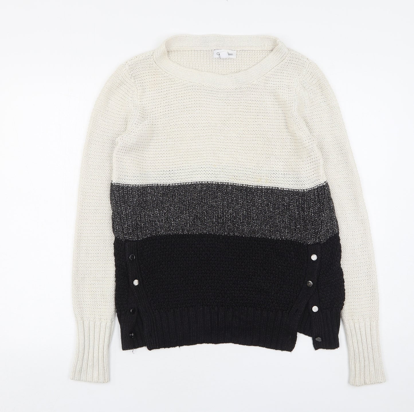 Calvin Klein Womens Multicoloured Round Neck  Acrylic Pullover Jumper Size M