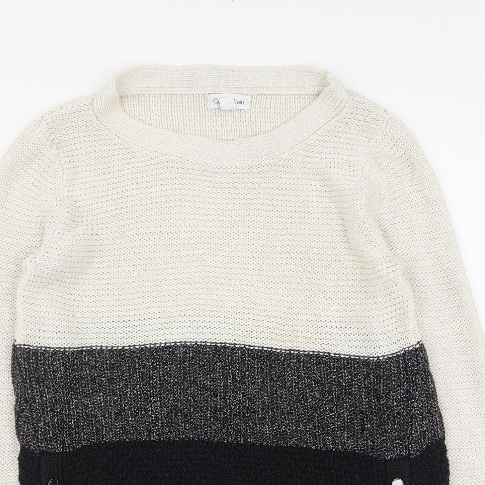 Calvin Klein Womens Multicoloured Round Neck  Acrylic Pullover Jumper Size M