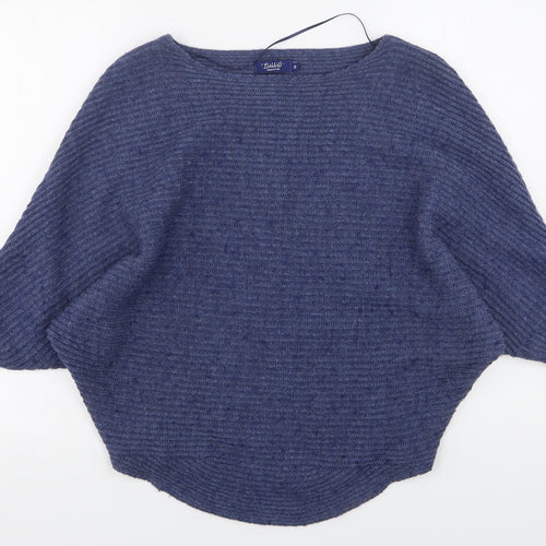 LEONARDO Womens Blue Round Neck  Acrylic Pullover Jumper Size M