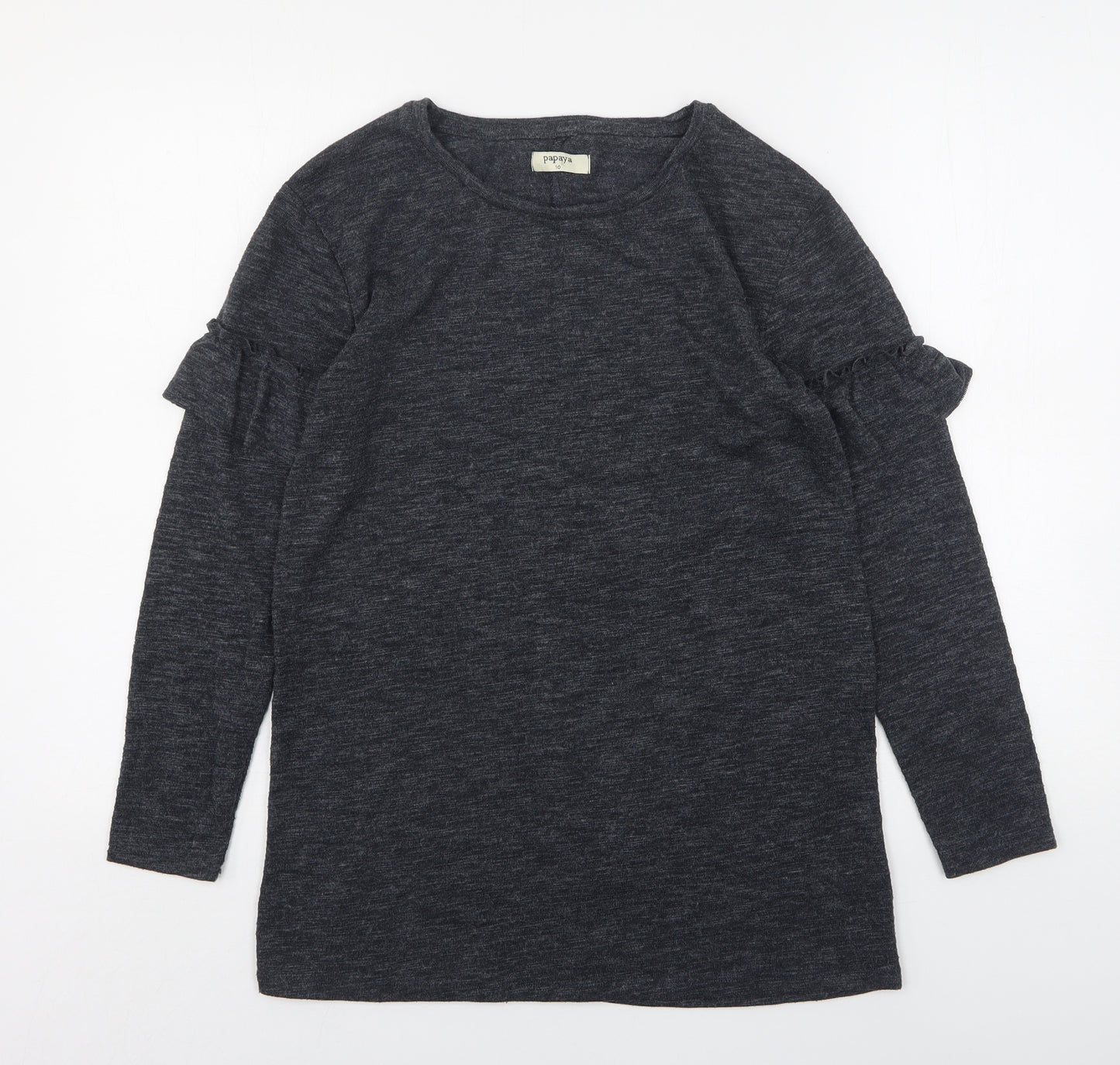 Papaya Womens Grey Round Neck  Polyester Pullover Jumper Size 10