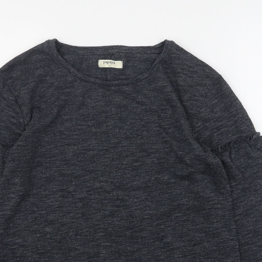 Papaya Womens Grey Round Neck  Polyester Pullover Jumper Size 10