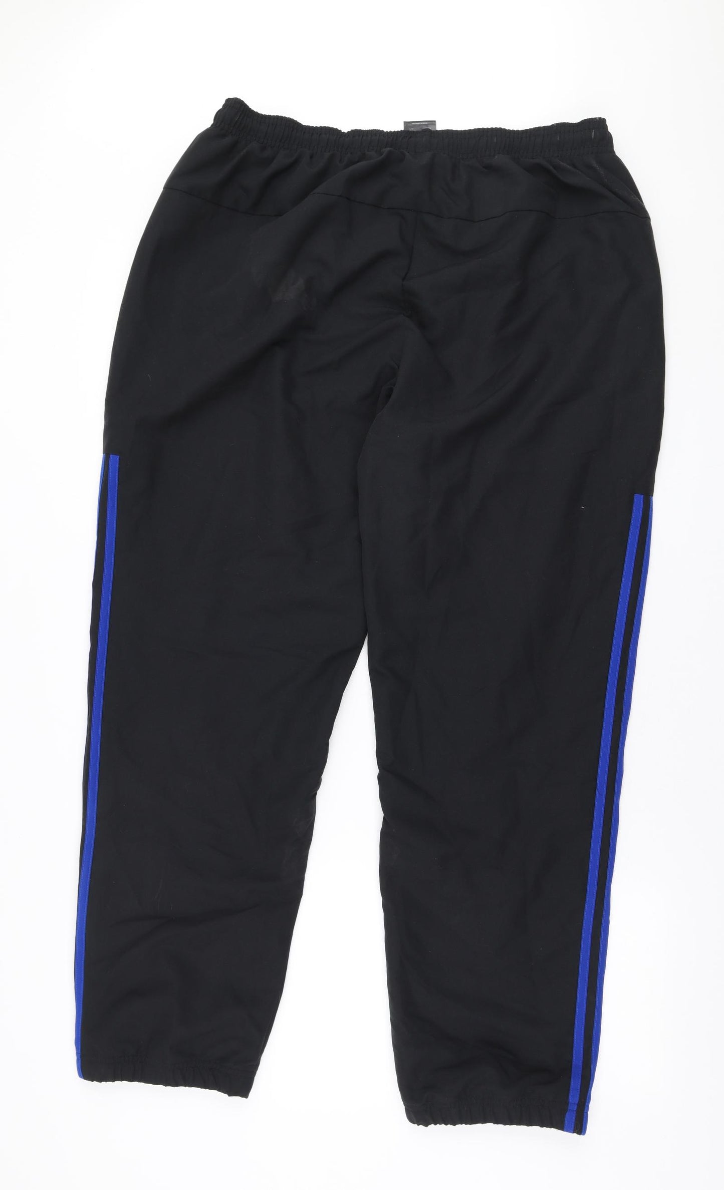 adidas Mens Black Striped Polyester Jogger Trousers Size XL L30 in Regular