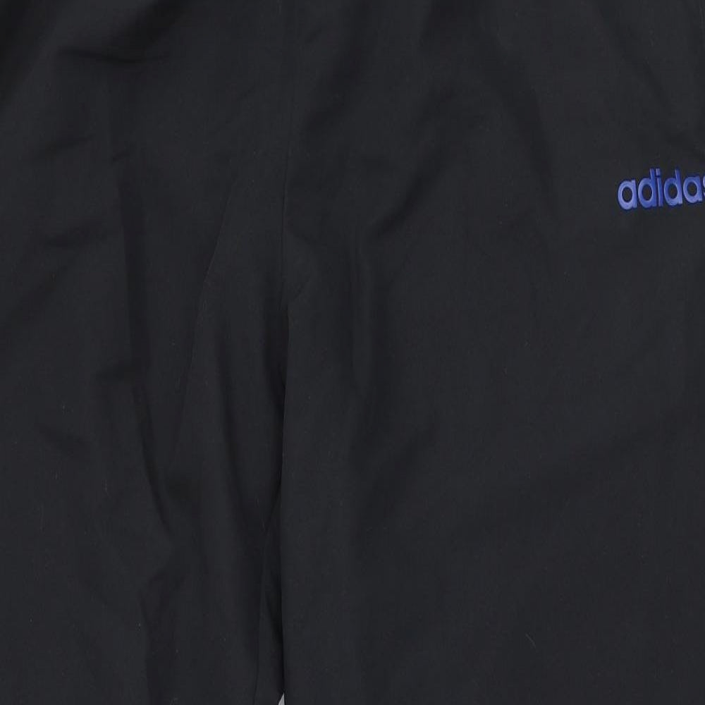 adidas Mens Black Striped Polyester Jogger Trousers Size XL L30 in Regular