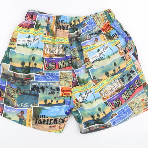 Cedar Wood State Mens Multicoloured  Polyester Sweat Shorts Size M L6 in Regular Drawstring - Swim shorts