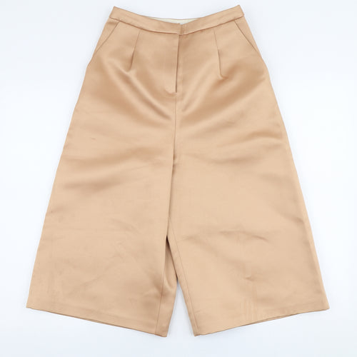 Topshop Womens Gold  Polyester Capri Trousers Size 6  Regular Zip