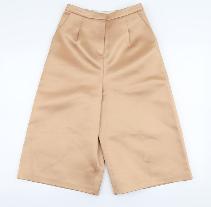 Topshop Womens Gold  Polyester Capri Trousers Size 6  Regular Zip