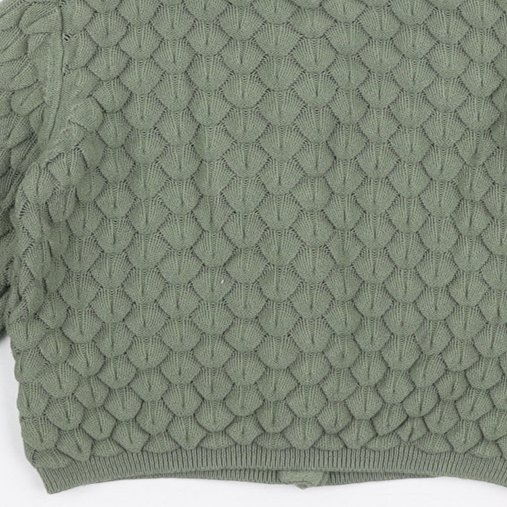 H&M Girls Green Round Neck  100% Cotton Cardigan Jumper Size 3-4 Years  Button