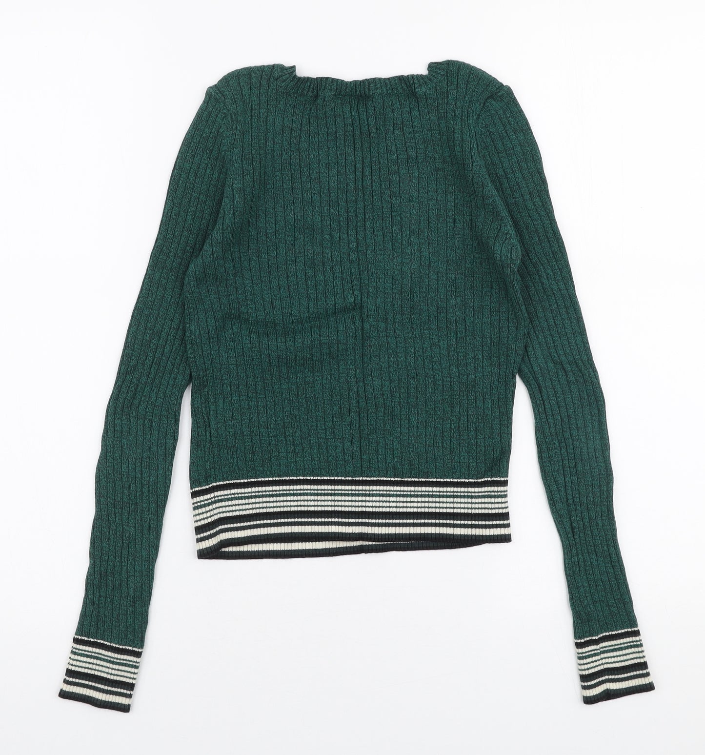 Topshop Womens Green Round Neck  100% Cotton Pullover Jumper Size 8