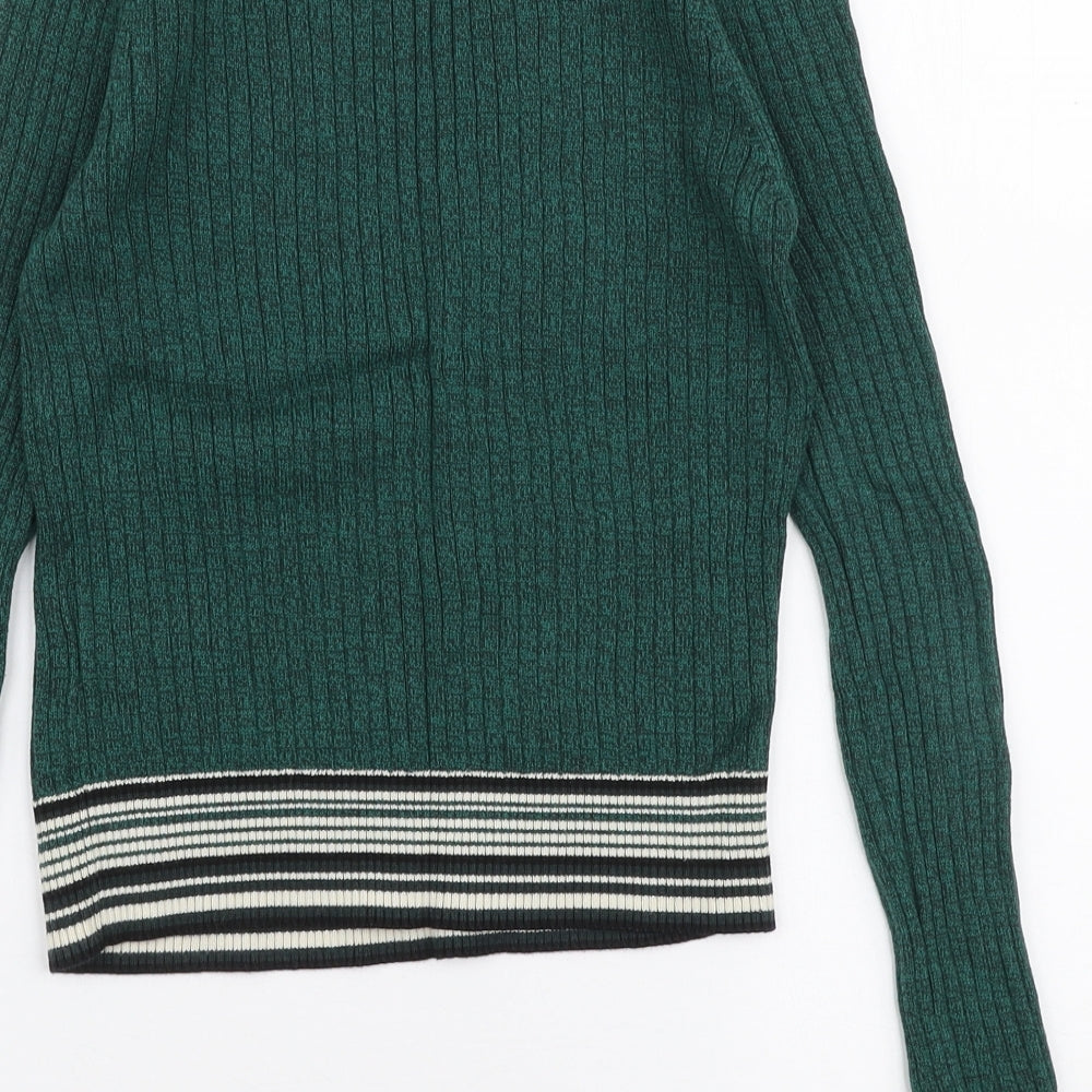 Topshop Womens Green Round Neck  100% Cotton Pullover Jumper Size 8