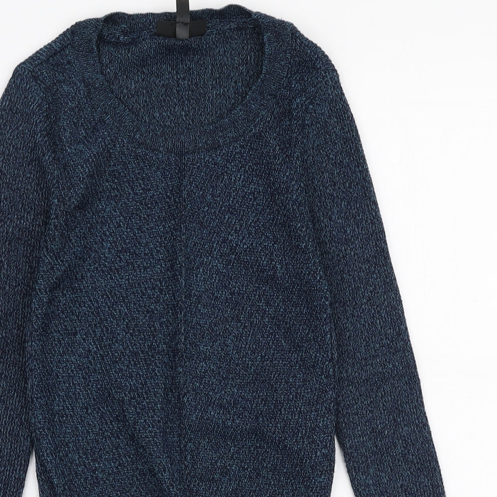 Topshop Womens Blue Round Neck  Viscose Pullover Jumper Size 8