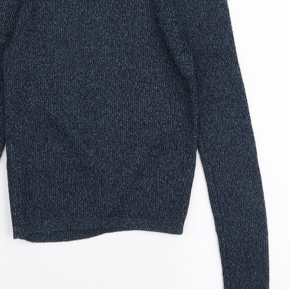 Topshop Womens Blue Round Neck  Viscose Pullover Jumper Size 8