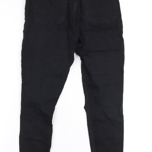 Topshop Womens Black  Cotton Skinny Jeans Size 28 in L30 in Slim Zip