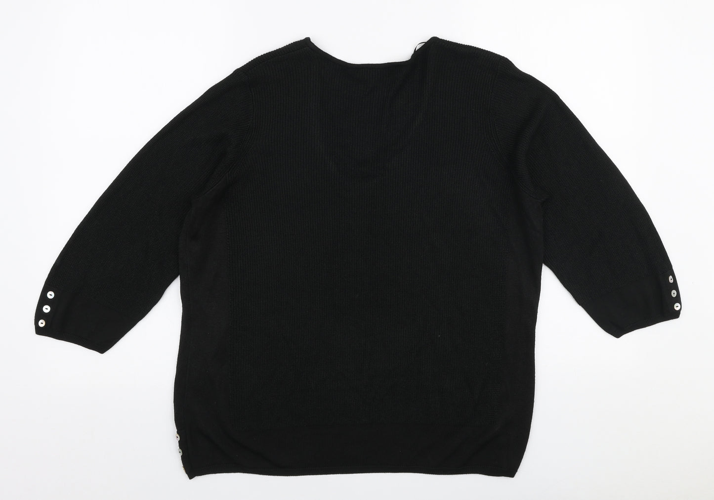 Marks and Spencer Womens Black V-Neck  Viscose Pullover Jumper Size 16