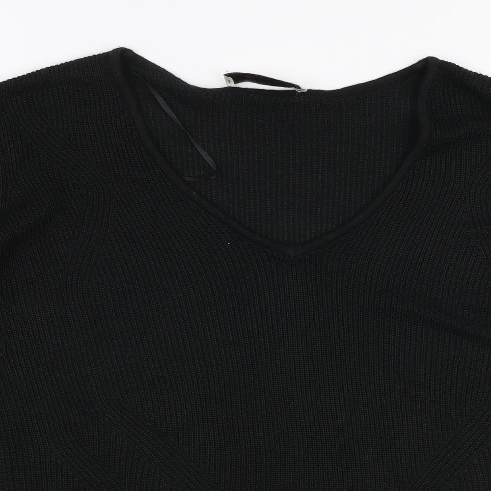 Marks and Spencer Womens Black V-Neck  Viscose Pullover Jumper Size 16