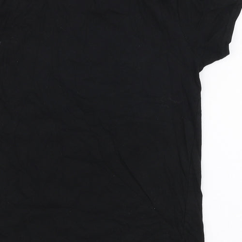 Primark Boys Black  100% Cotton Jersey T-Shirt Size 9-10 Years Round Neck Pullover - Palm springs