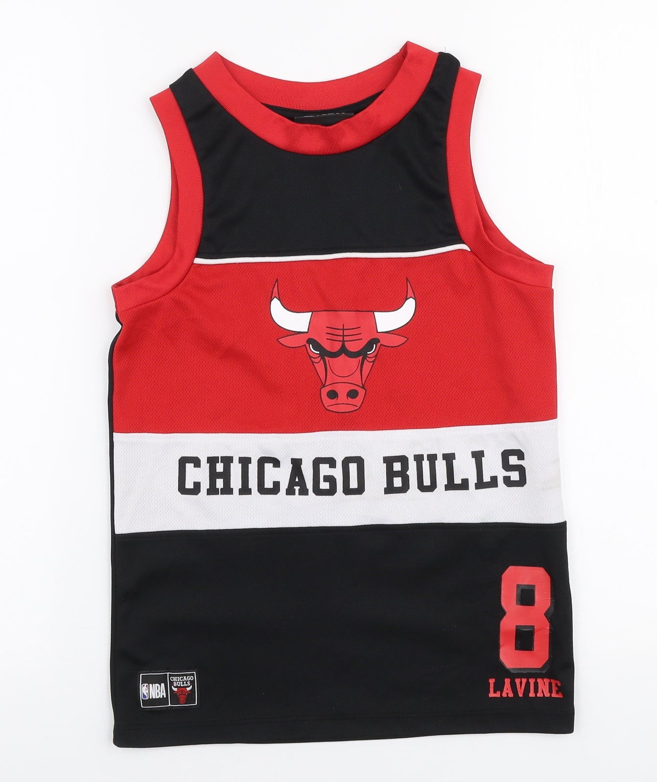 Primark Boys Multicoloured  Polyester Jersey Tank Size 8-9 Years Round Neck Pullover - Chicago bulls