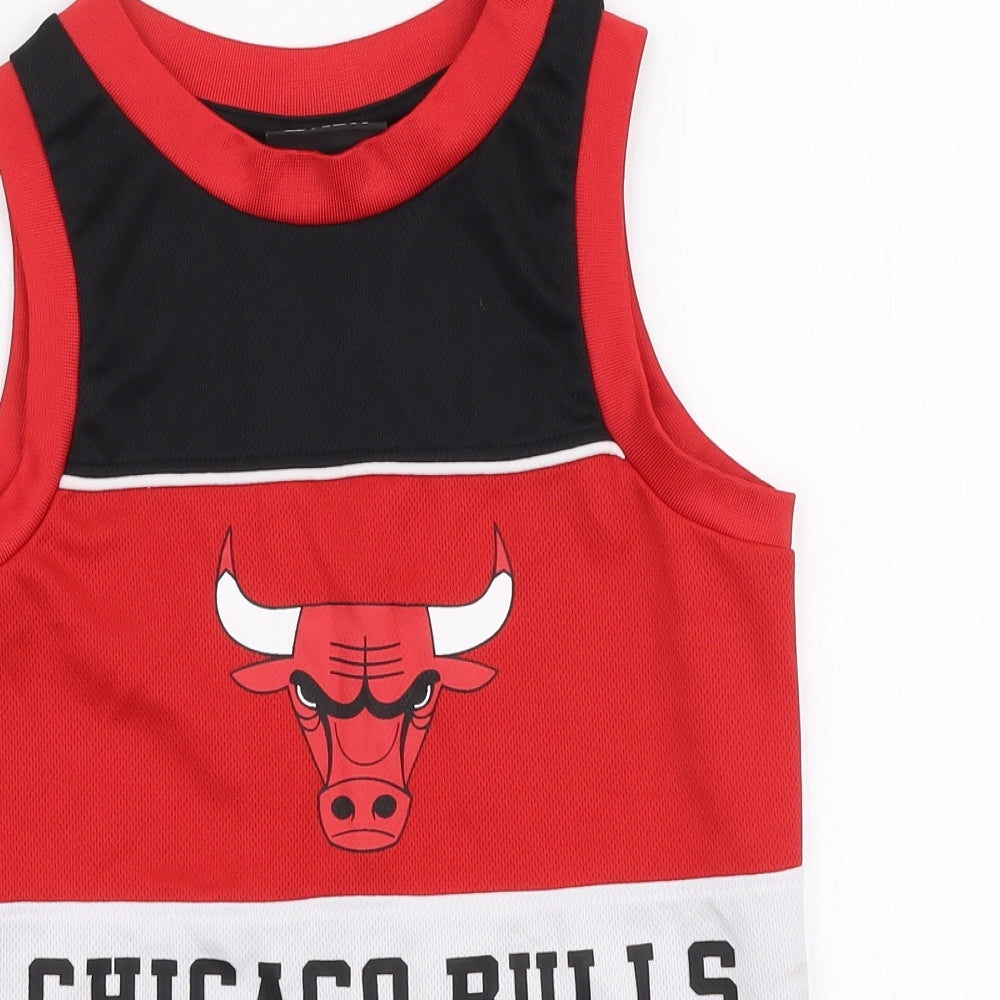 Primark Boys Multicoloured  Polyester Jersey Tank Size 8-9 Years Round Neck Pullover - Chicago bulls