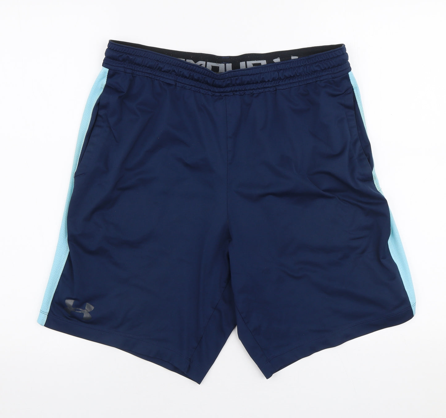 Under armour Mens Blue  Polyester Sweat Shorts Size L L8 in Regular Drawstring
