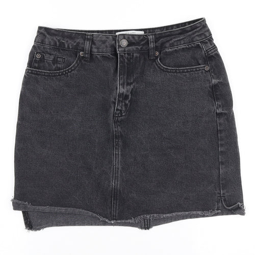 New Look Womens Grey  Polyester A-Line Skirt Size 10   Zip