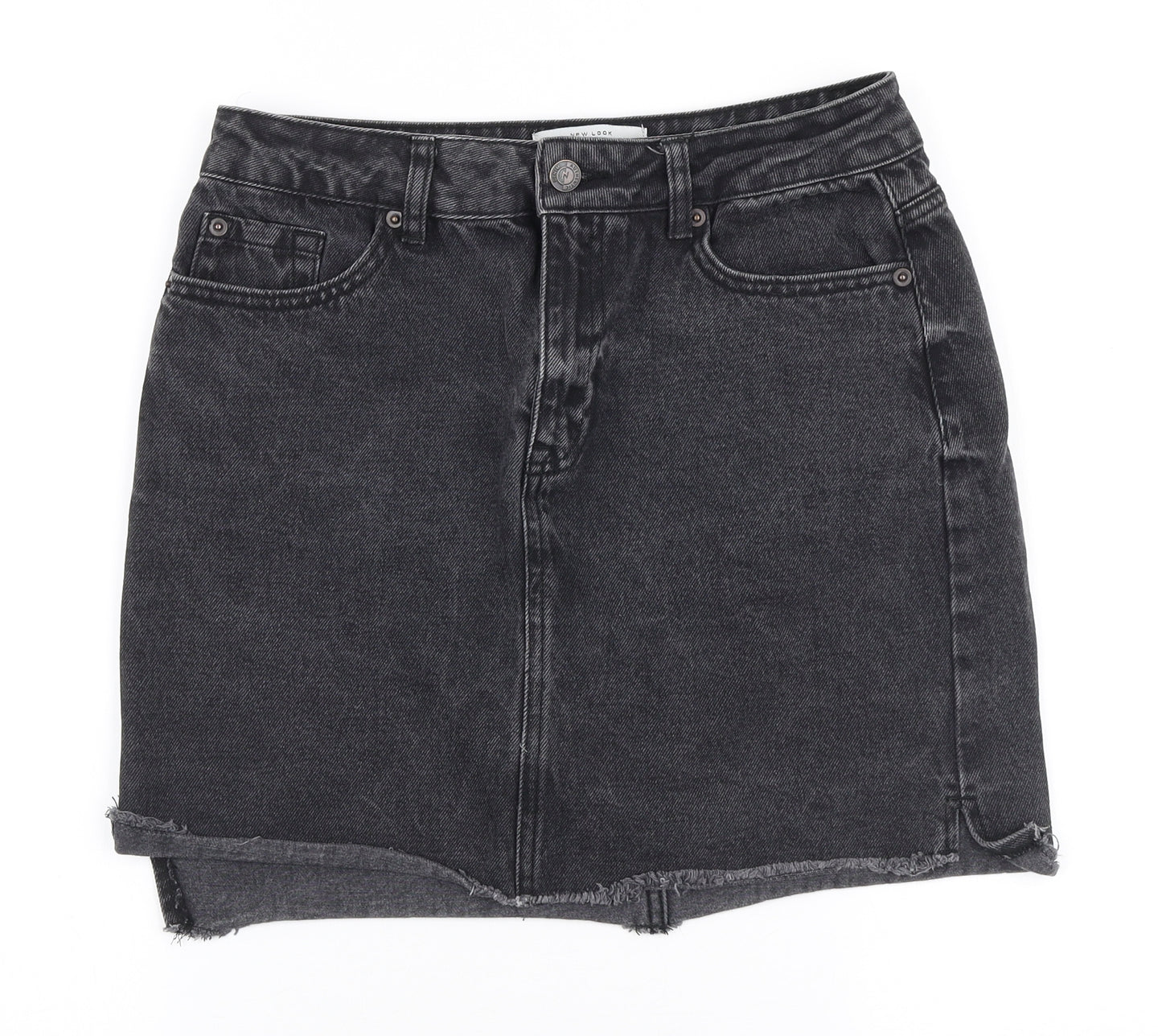 New Look Womens Grey  Polyester A-Line Skirt Size 10   Zip