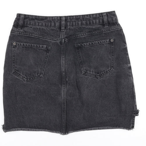 New Look Womens Grey  Polyester A-Line Skirt Size 10   Zip