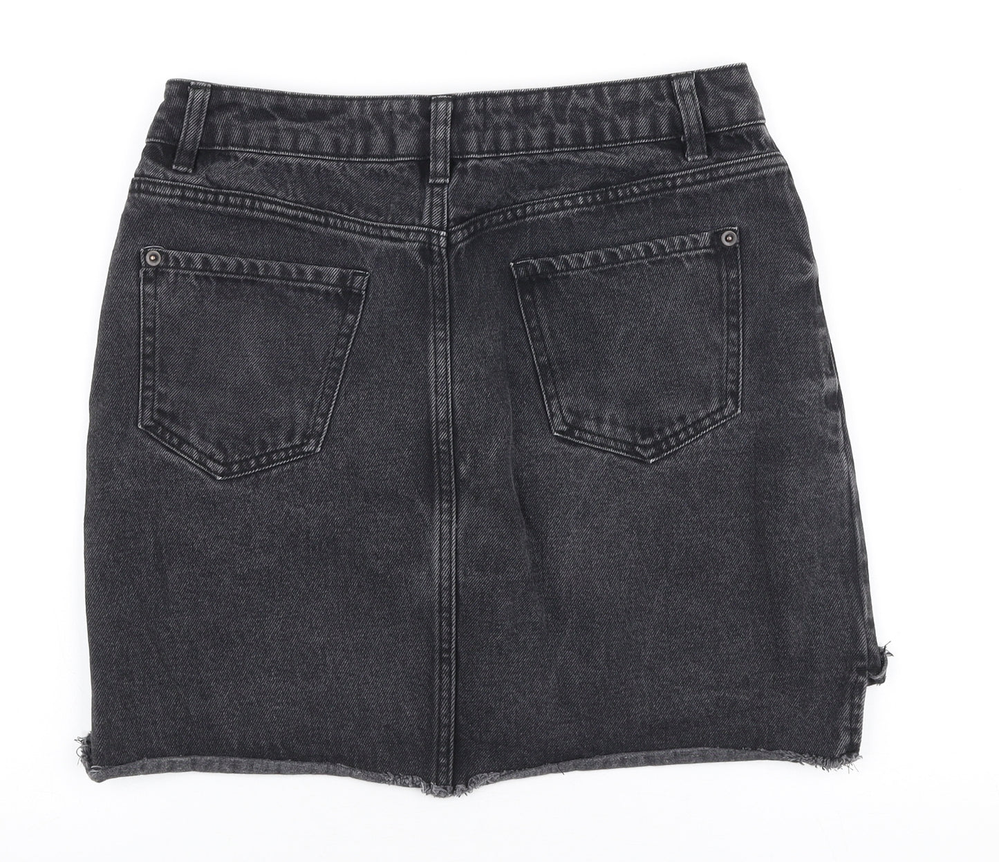 New Look Womens Grey  Polyester A-Line Skirt Size 10   Zip