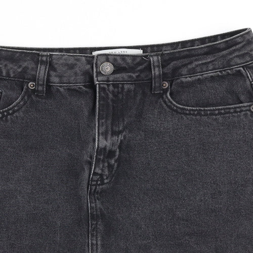 New Look Womens Grey  Polyester A-Line Skirt Size 10   Zip