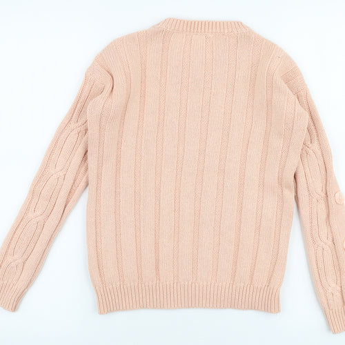Marks and Spencer Womens Pink Round Neck  Cotton Pullover Jumper Size 8