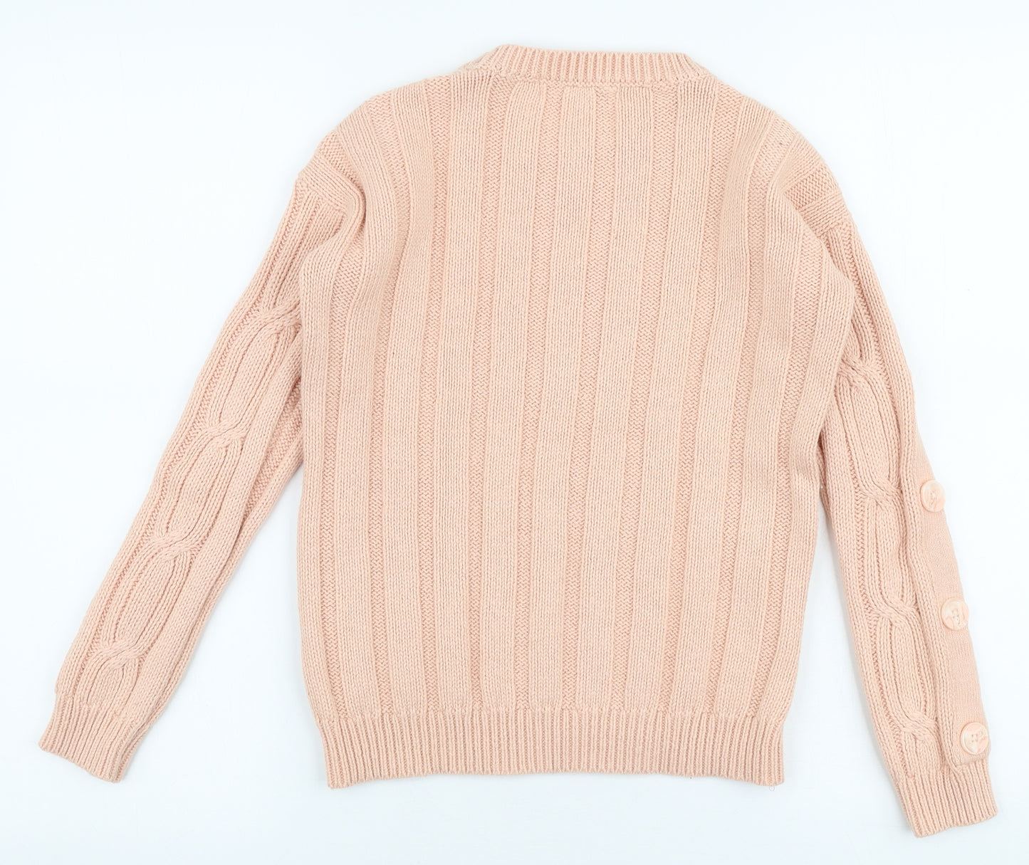 Marks and Spencer Womens Pink Round Neck  Cotton Pullover Jumper Size 8