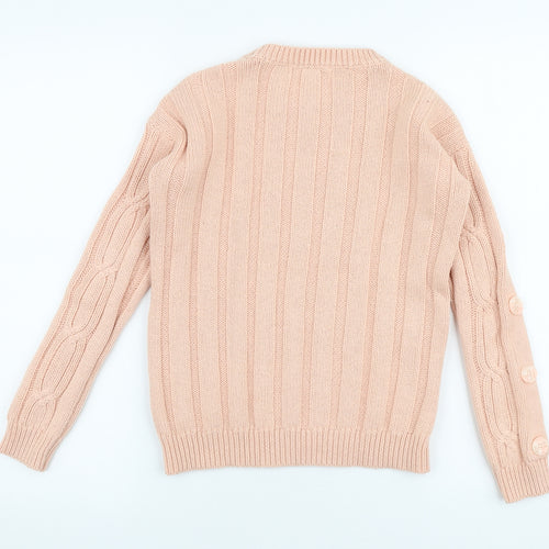Marks and Spencer Womens Pink Round Neck  Cotton Pullover Jumper Size 8