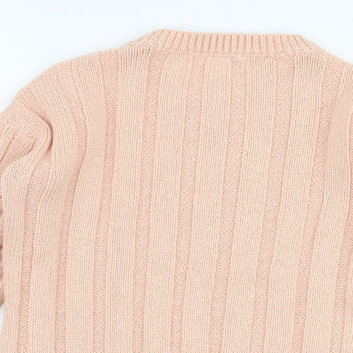 Marks and Spencer Womens Pink Round Neck  Cotton Pullover Jumper Size 8