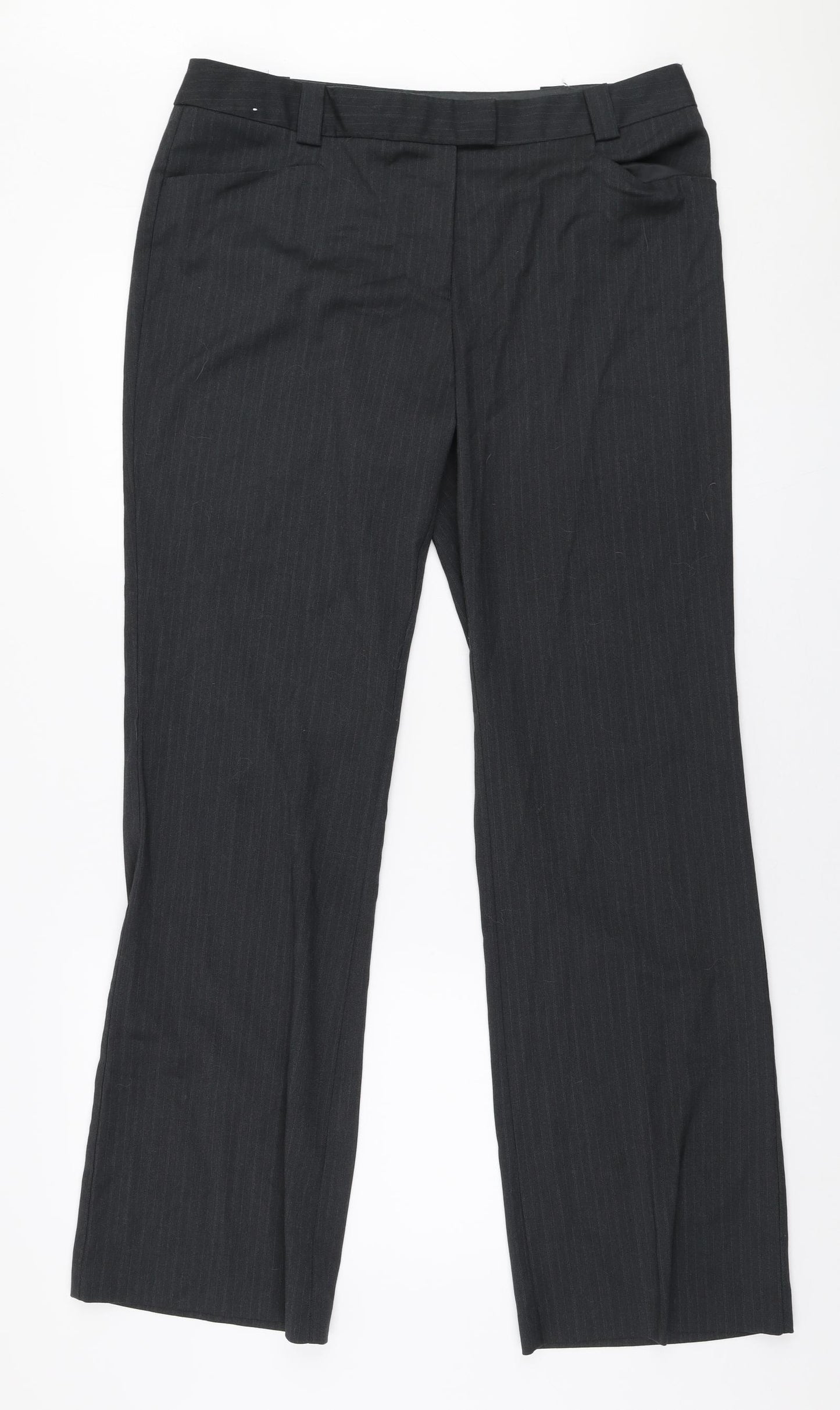 NEXT Womens Grey  Polyester Trousers  Size 14 L32 in Regular Zip