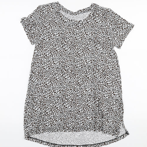 Cuddlduds Womens Multicoloured Animal Print Modal Jersey T-Shirt Size S Round Neck