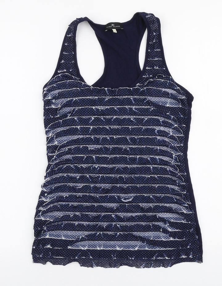 River Island Womens Blue Polyester Jersey Tank Size 10 Round Neck